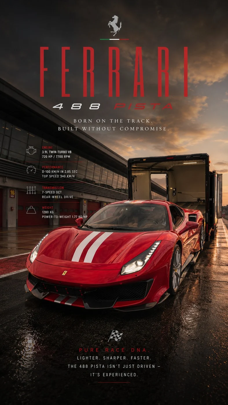 Ferrari 488 Pista — geschlossener Royal Legacy Fahrzeugtransport