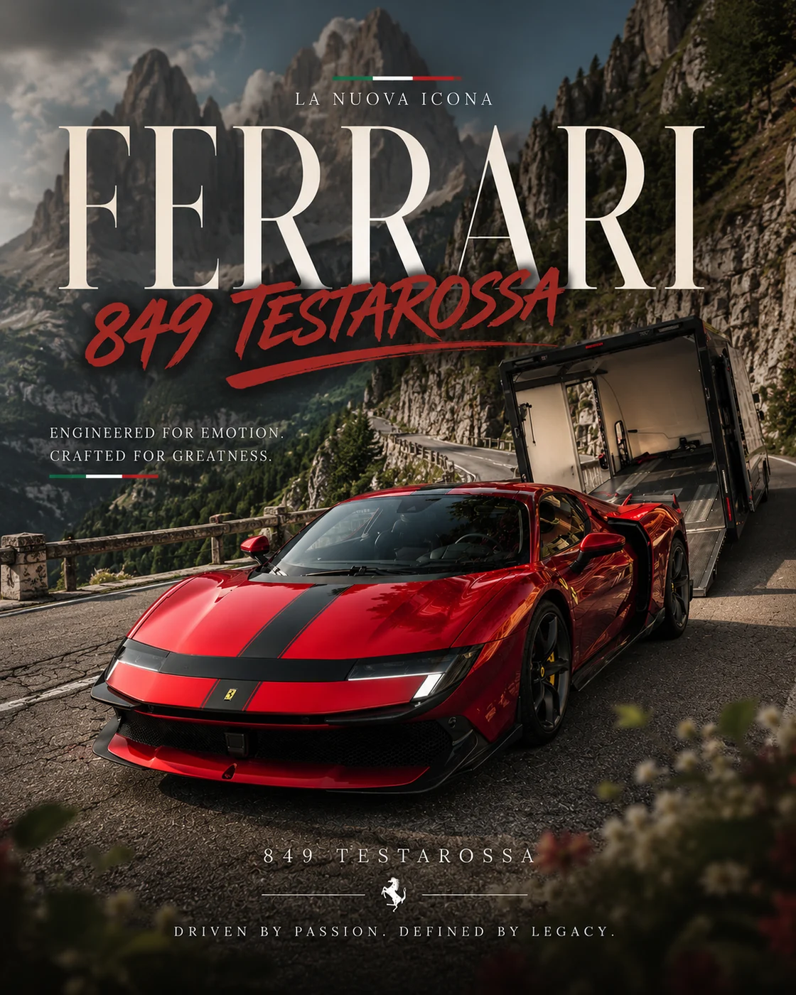 Ferrari 849 Testarossa — geschlossener Royal Legacy Fahrzeugtransport