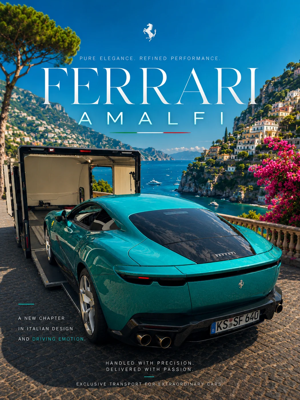 Ferrari Amalfi — geschlossener Royal Legacy Fahrzeugtransport